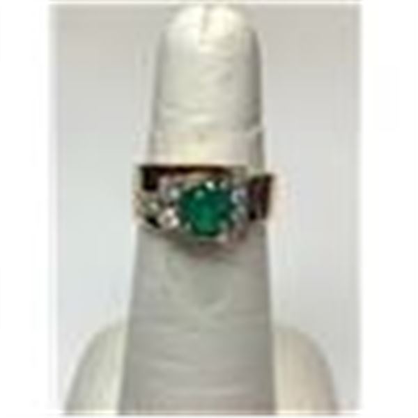One Ladies Emerald and Diamond Ring