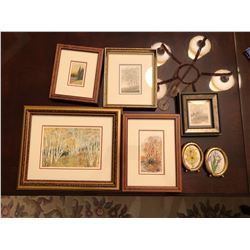 Glen Huser Framed Drawings and Watercolor Paintings x 6 pieces