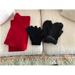 1 Scarf, 2 pairs of gloves, 3 Umbrellas