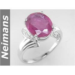 Antique 4.50ct Certified Blue & White Sapphire Ring 14K