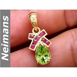 Gem Certified 1.75 ct Ruby & Diamond Pendant 14kt Gold