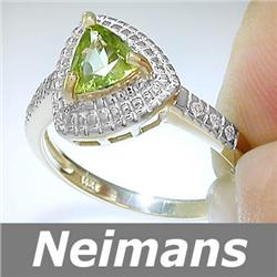 Gem Certified 2.50 ct Peridot & Diamond Ring 14kt Gold