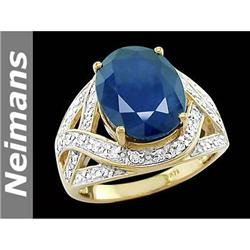Antique 7.25 ct Certified Sapphire & Diamond Ring 14kt