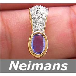 Gem Certified 1.00 ct Tanzanite & Diamond Ring 14K Gold