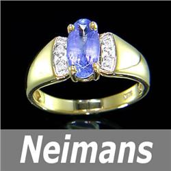 Mens 1.50 ct Certified Aquamarine & VS Diamond Ring 14k