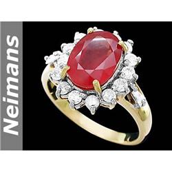 Certified 5.00 ct Yellow Sapphire & Diamond Ring 14kt