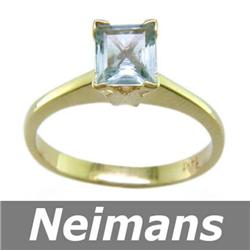 Antique 3.25 ct Sapphire, Aquamarine & Diamond Ring 14k