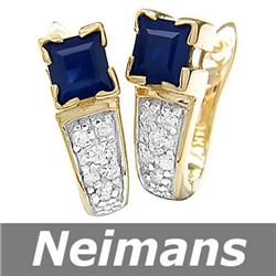 USGL Certified 1.50 ct Sapphire & Diamond Earrings 14kt