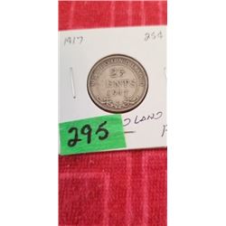 1917C 25 CENT NEWFOUNFLAND COIN