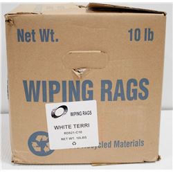 10LB BOX OF WHITE TERRY RAGS
