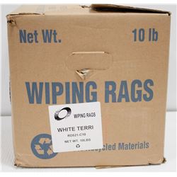 10LB BOX OF WHITE TERRY RAGS