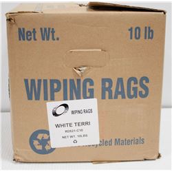 10LB BOX OF WHITE TERRY RAGS