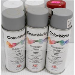 6 CANS OF COLORWORKS MAINTENTANCE CHOICE ENAMEL