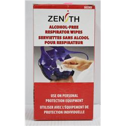 BOX OF ZENITH ALCOHOL FREE RESPIRATOR WIPES