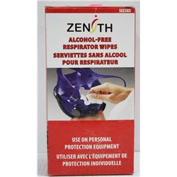 BOX OF ZENITH ALCOHOL FREE RESPIRATOR WIPES