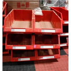 NEW 6PC 12" KLETON HIGH STACK STORAGE BINS; RED