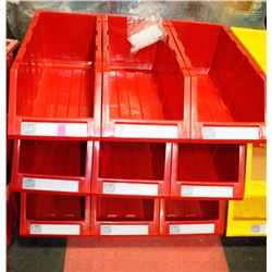 NEW 9PC 12" KLETON HIGH STACK STORAGE BINS; RED