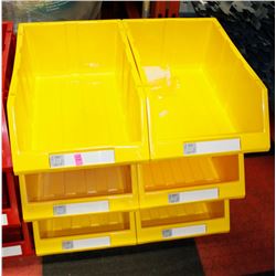 NEW 6PC 12" KLETON HIGH STACK STORAGE BINS; YELLOW