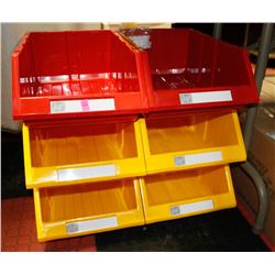 NEW 6PC 12" KLETON HIGH STACK STORAGE BINS; YELLOW