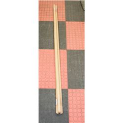 LOT OF 3 ASSORTED 6FT WOODEN CLEANING TOOL HANDLES