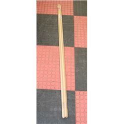 LOT OF 3 ASSORTED 5FT WOODEN CLEANING TOOL HANDLES