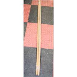 LOT OF 3 ASSORTED 6FT WOODEN CLEANING TOOL HANDLES