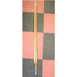 LOT OF 3 ASSORTED 6FT WOODEN CLEANING TOOL HANDLES