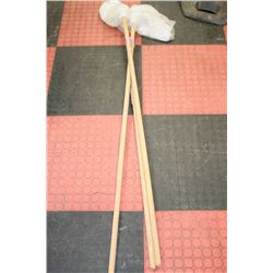 LOT OF 3 WOODEN HANDLED MOPS