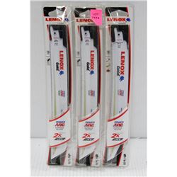 3PK OF 5PC LENOX  9", 10TPI ASSORTED METAL CURVED