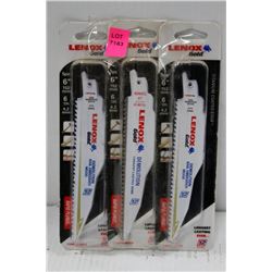 3PK OF LENOX 5PC  6", 6 TPI BI METAL & WOOD NAIL