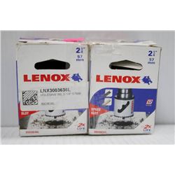 2PK OF LENOX 2 1/4" 57MM HOLE SAWS W/ SPEED SLOT