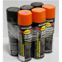 LOT OF 6 CANS RUSTOLEUM ENAMEL SPRAY PAINT