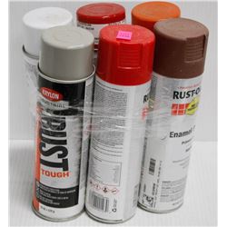 LOT OF 6 CANS RUSTOLEUM ENAMEL SPRAY PAINT