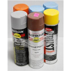 LOT OF 6 CANS RUSTOLEUM ENAMEL SPRAY PAINT