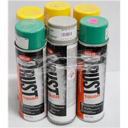 LOT OF 6 CANS RUSTOLEUM ENAMEL SPRAY PAINT
