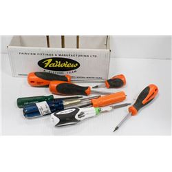 BOX OF ASSORTED SCREW DRIVERS
