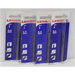 LOT OF 4 LENOX 1/4" DRILL BITS