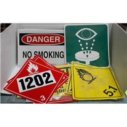 STACK OF ASSORTED SAFETY SIGNS