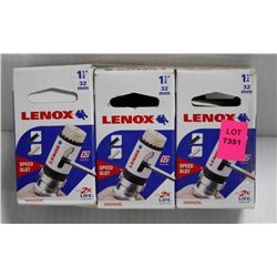 LOT OF 3 LENOX 1-1/4" HOLESAW BITS