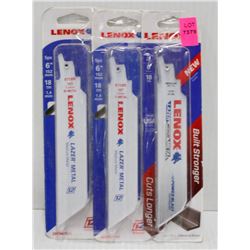 3 PACKS OF LENOX 6" 18TPI SAWZALL BLADES BI-METAL