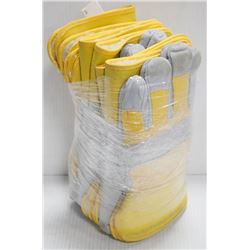 BUNDLE OF 6 SPLIT COW HIDE GLOVES YELLOW SIZE 2XL