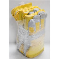 BUNDLE OF 6 SPLIT COW HIDE GLOVES YELLOW SIZE 2XL