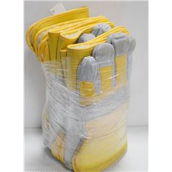 BUNDLE OF 6 SPLIT COW HIDE GLOVES YELLOW SIZE 2XL