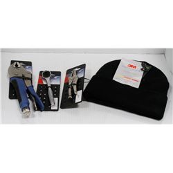ASSORTED NEW TOOL LOT WITH NEW THINSULATE TOUQUE