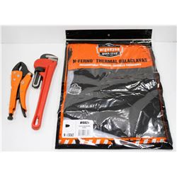 ASSORTED NEW TOOL LOT WITH FLEECE BALACLAVA