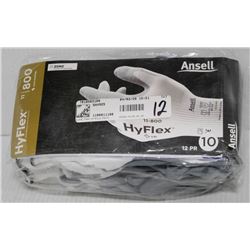 12PK OF ANSELL HYFLEX 800 FOAM NITRILE PALM COATED