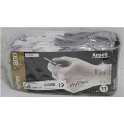 12PK OF ANSELL HYFLEX 800 FOAM NITRILE PALM COATED