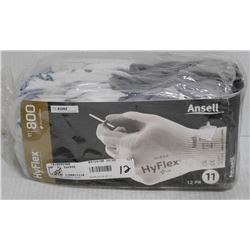 12PK OF ANSELL HYFLEX 800 FOAM NITRILE PALM COATED