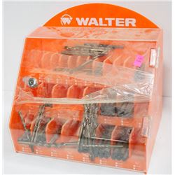 WALTER ORANGE DRILL BIT DISPLAY CASE W/ CONTENTS