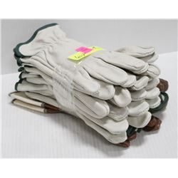 6 PAIR OF ASSORTED LEATHER WORK GLOVES; SIZE MED